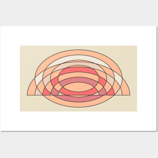 Peach Fuzz Minimal Ellipse Geometric Line Art Posters and Art